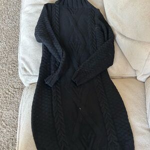 Black Cable Knit Sweater Dress
